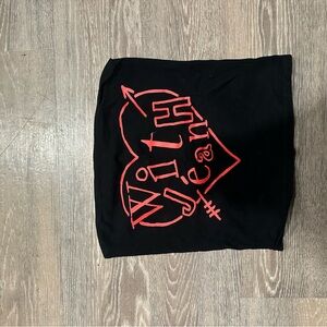 With Jean graphic tube top